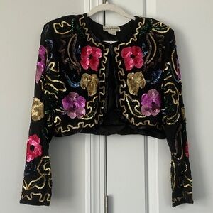 Lauren Alexandra Silk Beaded Sequined Bolero